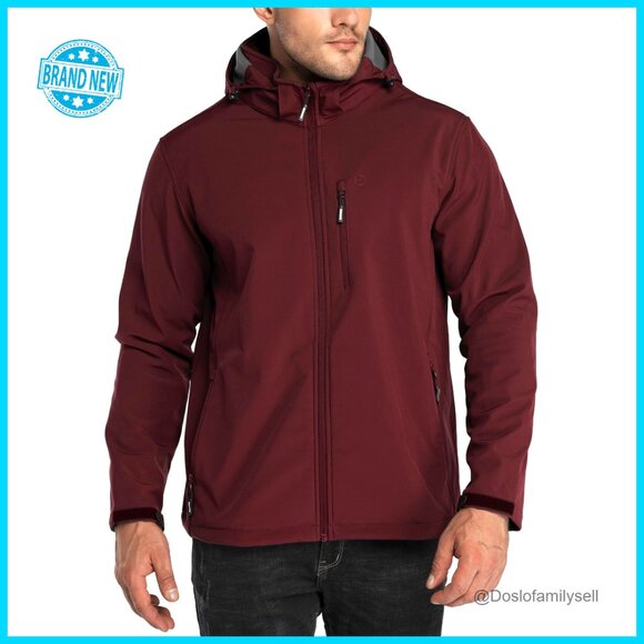 Lightweight Softshell Jacket Fleece Lined Hooded Water Resistant Windbreaker